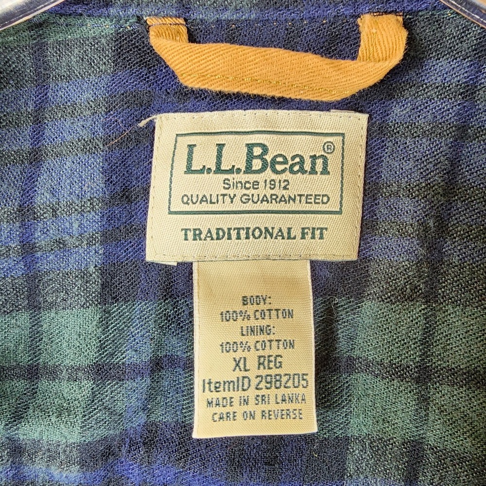LL‎ Bean Field Shirt Jacket Mens XL Tan Plaid Flannel Lined Double Pocket Chore - Picture 11 of 12